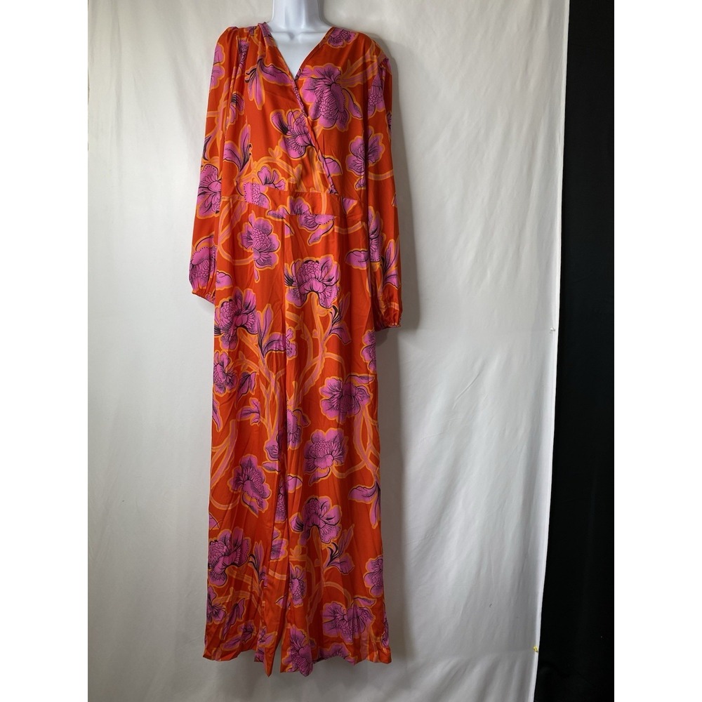Boo Hoo Womens Wide Leg Jumpsuit Size 14 Easter Wedding Guest Tropical Coastal - Picture 2 of 11